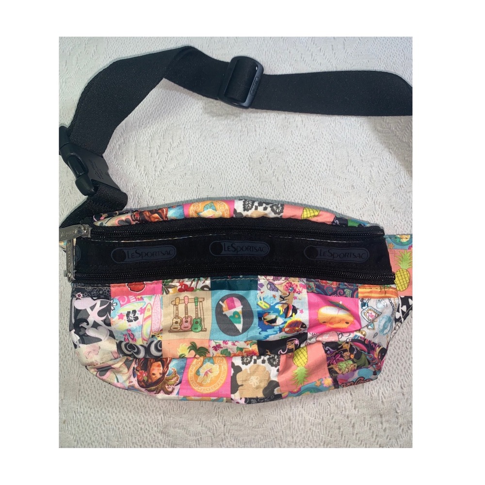 LeSportsac Hawaiian Patchwork Print Belt Bag Waist Pack Tropical Nylon Multi